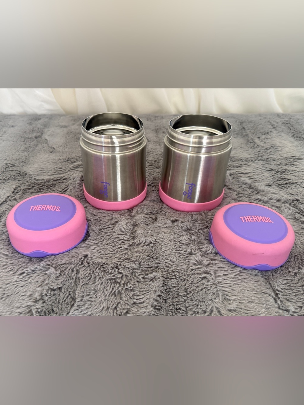 Set of 2 Genuine Thermos Stainless Steel 10oz Food Jars Pink
